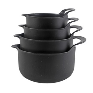COOK WITH COLOR Nesting Plastic Mixing Bowl Set with Pour Spouts and Handles, Black Speckled, 6 Piece Non-Slip - 1 of 4