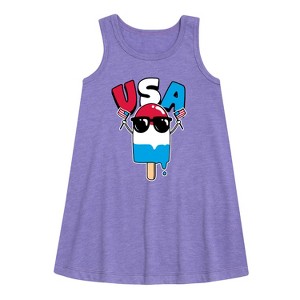 Girls' - Instant Message - USA Popcicle Graphic Sleeveless Aline Dress - 1 of 4