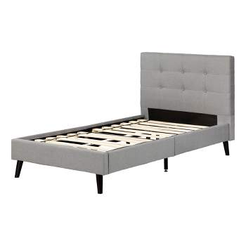 Dylane Upholstered Platform Bed and Headboard Pale Soft - South Shore