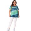 Agnes Orinda Women's Plus Size Tie Dye Short Sleeve Casual Round Neck Pleated Summer Blouse - 3 of 4