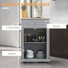 Rolling Kitchen Island Cart, Portable Serving Trolley Table with Drawer, Adjustable Shelf and 2 Towel Racks - 4 of 4