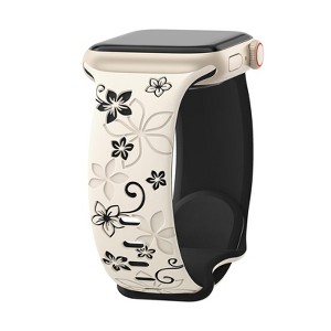 HTUTWOO Floral Engraved Bands Compatible With Apple Watch Band ,For Women,Cute Flower iWatch Bands Soft Silicone Sport Strap For iWatch Series - 1 of 4