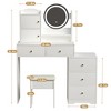TOBILI Fashion Vanity Desk with Mirror and Lights for Makeup and Cushioned Chair,Dressing table, White Color - 3 of 4