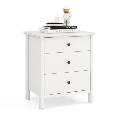 Tangkula 3-Drawer Modern Nightstand Bedside Table Wooden End Table White/Black