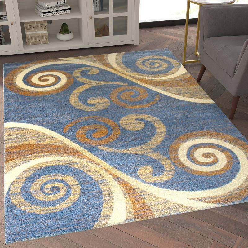 Emma and Oliver Scraped Look Ultra Soft Plush Pile Olefin Accent Rug in Swirl Pattern, Jute Backing, 4 of 8