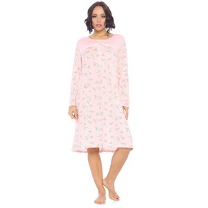 Casual Nights Women's Printed Long Sleeve Nightgown - 1 of 3