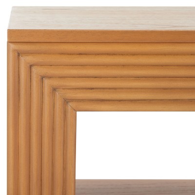 Natural Wood Ridged Hallway Table with Storage