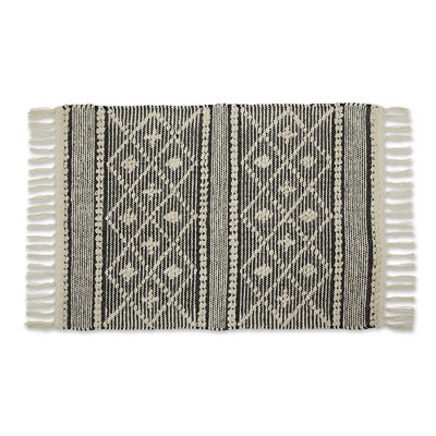 Design Imports Diamond Textured Fringe  - Natural And Black - 2 X 3 Ft