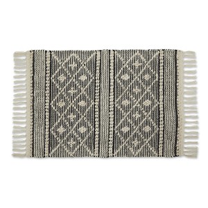 Design Imports Diamond Textured Fringe  - Natural And Black - 2 X 3 Ft - 1 of 4