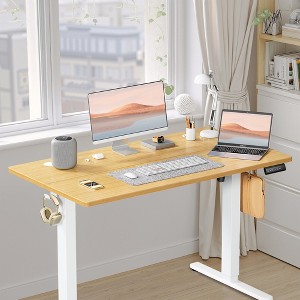 MAYEERTY 55in Computer Desk with Storage, Modern Writing Desk with Fabric Drawers for Home Office, Black - 1 of 4