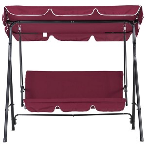 Resenkos Outdoor Swing Chair With Tilt Canopy, Patio Hammock With Removable Cushions, Wine Red - 1 of 4