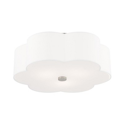 Chelsea Brushed Nickel 3-Light Flush Mount with Fabric Shade