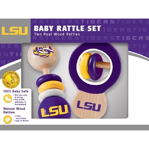 Baby Fanatic Wood Rattle 2 Pack - NCAA LSU Tigers Baby Toy Set - 1 of 4