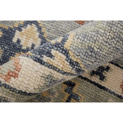Hand-Knotted Blue Wool Rectangular Area Rug