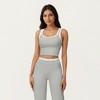 Anna-Kaci Active Women's Fitted Scoop Neck Crop Athletic Tank Top with Contrast Trim Details and Stretch Performance Fabric - 2 of 4
