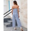 Women's Rompers Casual Off Shoulder Printed Sleeveless Belted Wide Leg Jumpsuit with Pockets - 4 of 4