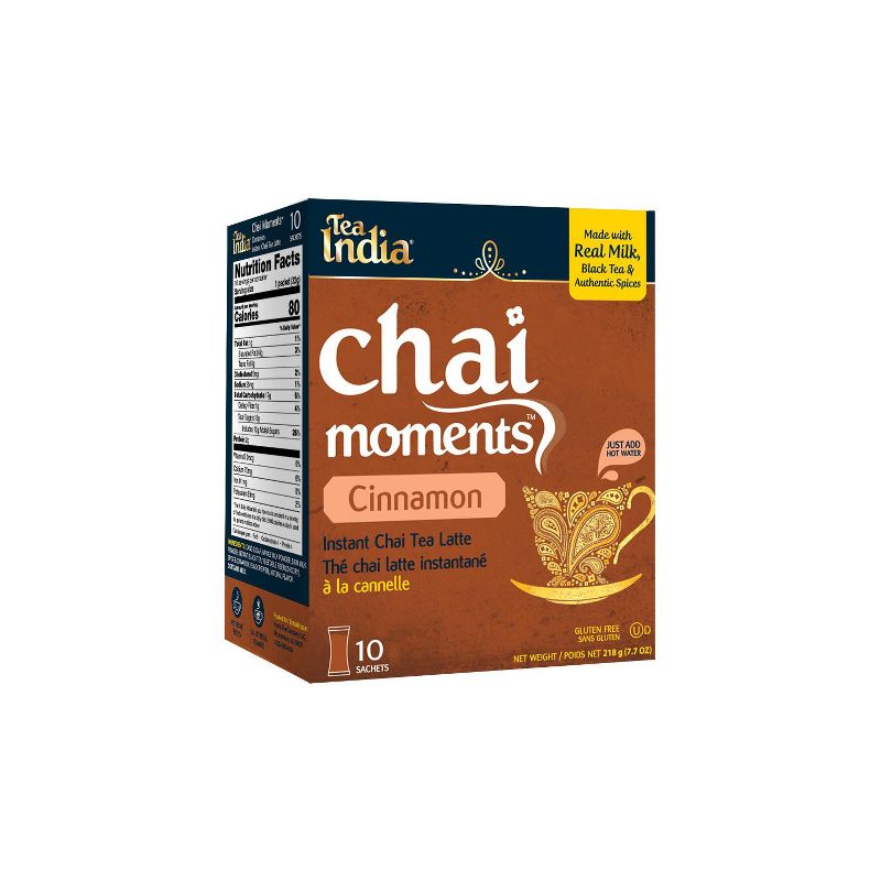 Tea India Chai Moments Cinnamon Chai Tea Instant Latte Mix with 10 Sachets Pack of 6, 5 of 6