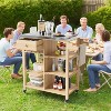 Wood Stainless Steel Rolling Grill Table with Storage, Top Pizza Oven Stand, Spice Rack, Kitchen Cart Island for Kitchen, Patio, Garden - 2 of 4