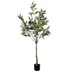 5FT Artificial Eucalyptus Tree, Realistic Lush Green Faux Plant, Black Plastic Pot, Indoor Decor-- Frevyn - 3 of 4