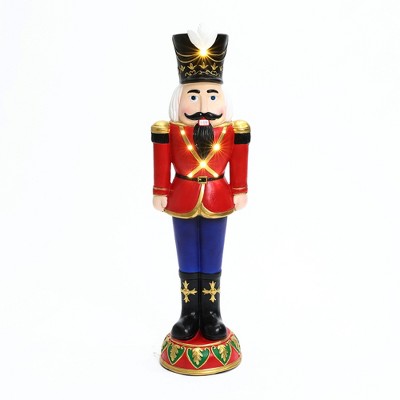 LuxenHome Lighted Nutcracker Soldier in Red, Battery Operated Indoor/Outdoor Christmas Decor