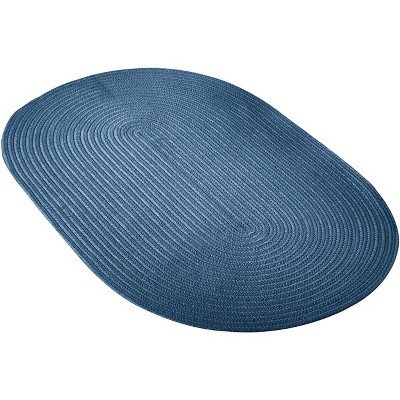 Federal Blue Oval Braided Wool Blend Rug, 2' x 3'