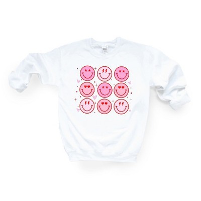 Simply Sage Market Women's Graphic Sweatshirt Valentine Smiley Face Chart