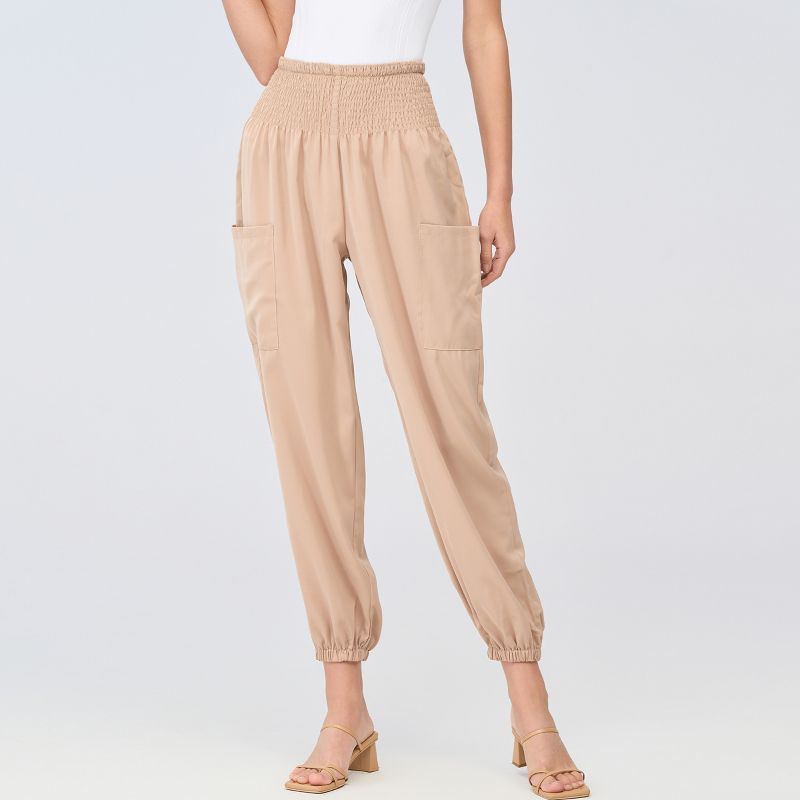 Women's Smocked High Waist Ruched Joggers - Cupshe, 1 of 10