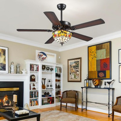 Kviflon 52-Inch Tiffany Ceiling Fan: Artful Design, Ultimate Comfort.