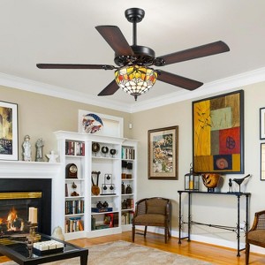Kviflon 52-Inch Tiffany Ceiling Fan: Artful Design, Ultimate Comfort. - 1 of 4