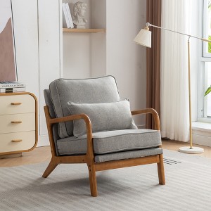 SEYNAR Mid Century Boucle Uplostered Soild Wood Accent Armchair with Pillow - 1 of 4