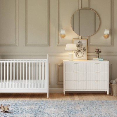Warm White 6-Drawer Dresser with Gold Accents