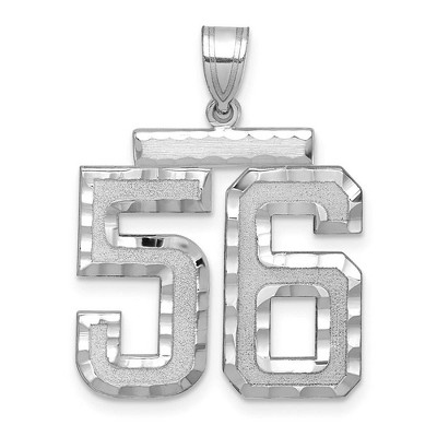Black Bow Jewelry 14k White Gold, Varsity Collection, Large D/C Pendant, Number 56