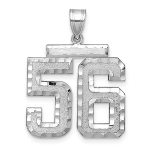 Black Bow Jewelry 14k White Gold, Varsity Collection, Large D/C Pendant, Number 56 - 1 of 3