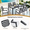 Set of 2 Cast Aluminum Outdoor Dining Chairs with Lattice Back,Black Garden Dining Chairs,Modern Patio Dining Chairs with Sunbrella Cushion-Coolbibila - 3 of 4