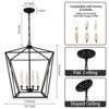 PAKOKULA Farmhouse 4-Light Black Geometric Industrial Chandelier - 4 of 4