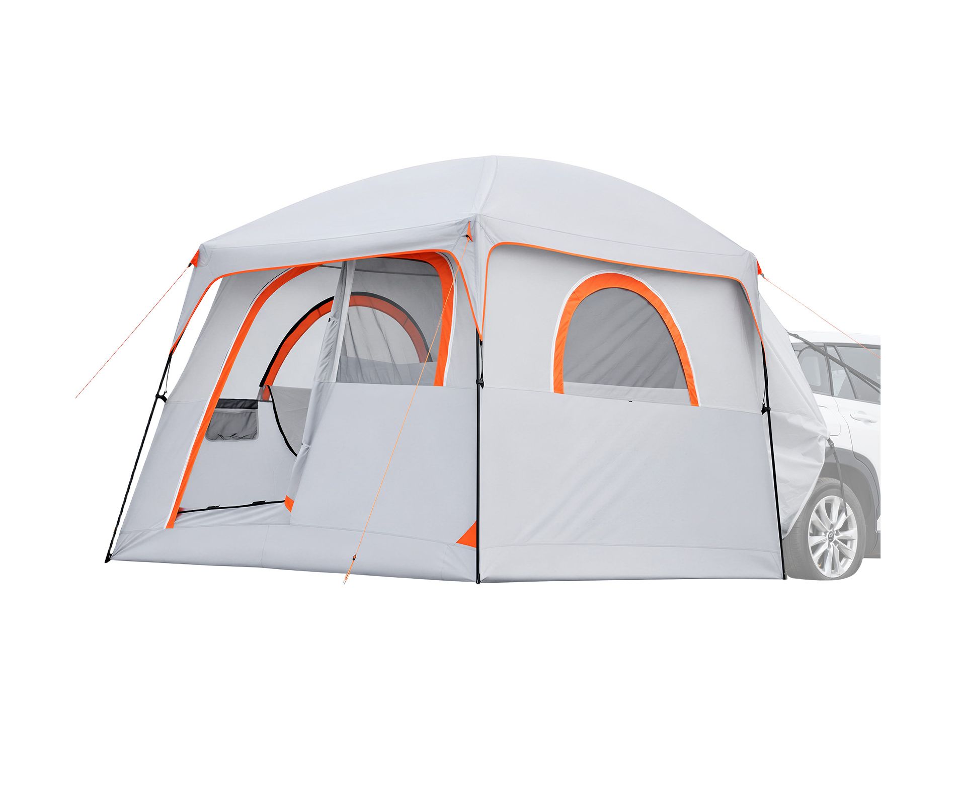 VEVOR Large SUV Tent for 6 Person, 10 x 9 FT 3-Season SUV Tailgate Tent with Ventilated Doors & Mesh Windows, PU2000mm Waterproof,Grey