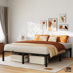 Jojoka Twin/Full/Queen Metal Bed Frame, 6/8/10/14" High Platform with Iron Slats, No Box Spring or Screws Needed, Heavy Duty Support Up to 800 lbs - 1 of 4