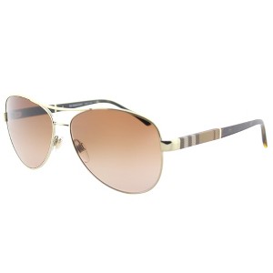 Burberry BE3080 114513 Unisex Aviator Sunglasses Light Gold 59mm - 1 of 3