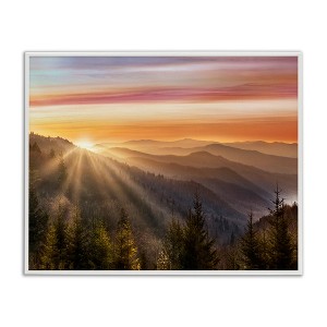 Stupell Industries Sunrise Through Mountain Forest Skyline Framed Giclee Art - 1 of 4