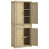 HOMCOM 72" Tall Kitchen Pantry Storage Cabinet, Rattan Freestanding Kitchen Cabinet with 4 Doors, Drawer, 5-Tier Shelf and Adjustable Shelves, Oak - image 4 of 4