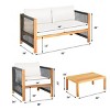 Costway 4 PCS Wood Outdoor Patio Furniture Set with Cushions White Red Cushion Cover Sets White+Red/Turquoise - 3 of 4
