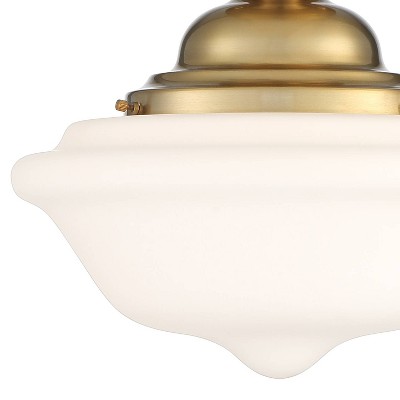 Elegant 15" Gold Frame Schoolhouse Glass Bowl Ceiling Light