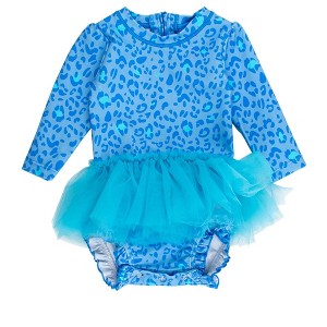 RuffleButts Baby/Toddler Girls UPF50+ Tulle Skirted One Piece Rash Guard - 1 of 4