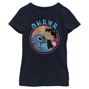 Girls Lilo & Stitch Ohana and a Kiss T Shirt - 1 of 4