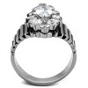 Slickblue Women’s Floral Halo Ring in Stainless Steel with Marquise Clear CZ, Polished Finish, size 5–10 - 3 of 4