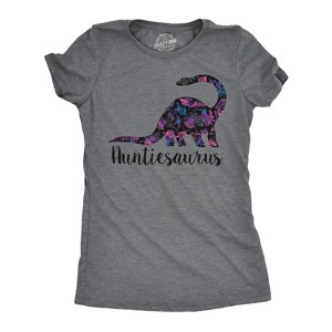 Womens Auntiesaurus T Shirt Funny Kids Gift for Aunt Cute Graphic Dinosaur Top - Crazy Dog Women's T Shirt - 1 of 4