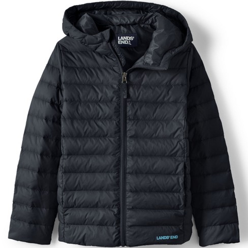 Lands End Kids Down Hooded Packable Jacket Large Black Target