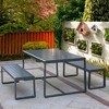 Aoodor Outdoor 3-Piece Aluminum Picnic Table Set,  Rectangular Patio Dining Table with Benches - 2 of 4
