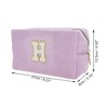 Unique Bargains Corduroy Rectangular Letter Makeup Bag Pink Purple 1 Pc - 2 of 4