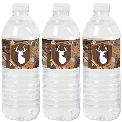 Big Dot of Happiness Gone Hunting - Deer Hunting Camo Baby Shower or Birthday Party Water Bottle Sticker Labels - Set of 20